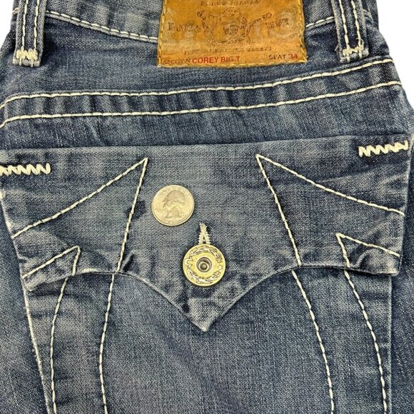 True Religion Corey Big T 34 Flap Pocket Bootcut Jeans Men's Size 38 W 32 L 10 I - Picture 8 of 8